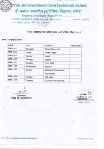 प्राविधिक धार तर्फको कक्षा ९ को वार्षिक परिक्षा २०८१